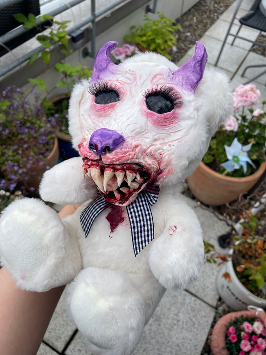 Teddybär mit Hunde Gesicht (weiß)